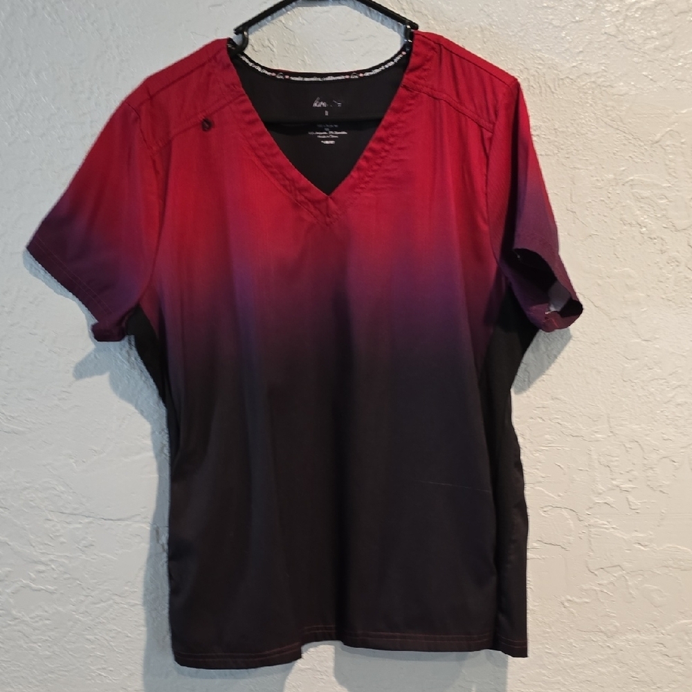 Women's Red and Black V-Neck Top